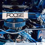 blue and silver car engine