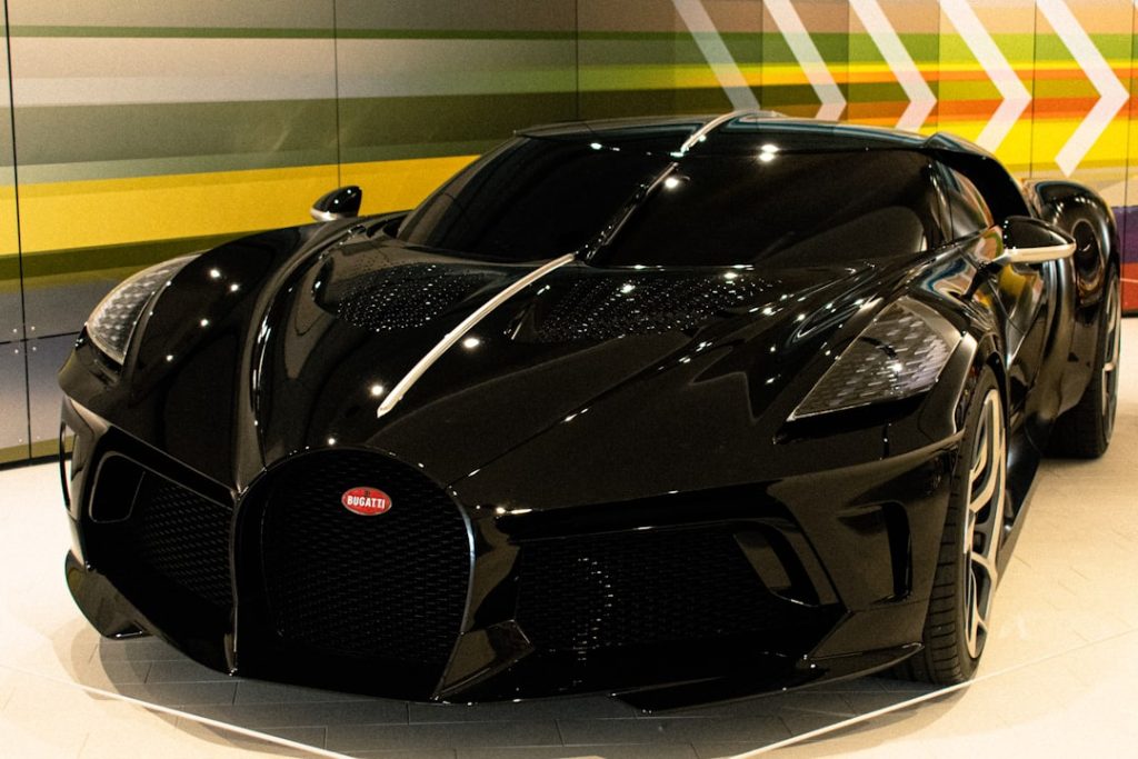 a bugatti type car on display in a museum