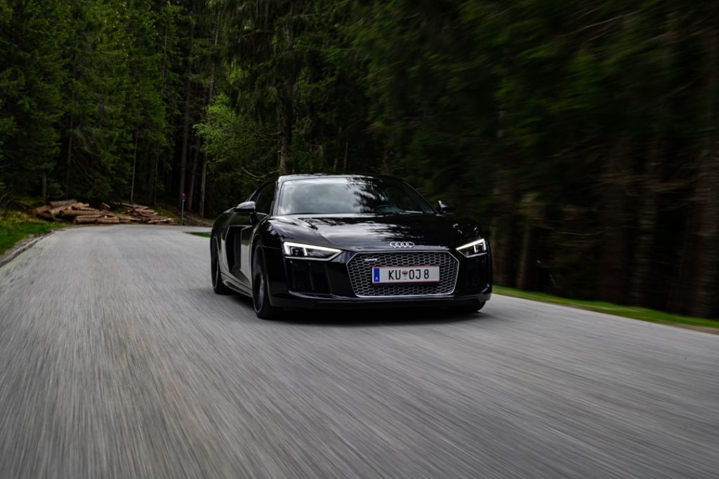 a black car on a road